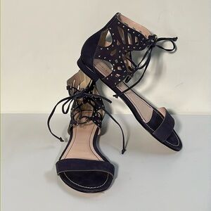 KLUB NICO Boho Artsy Jae Color Nubuck Navy Gold Stud Lace Up Gladiator Sandal 8M